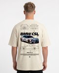 BMW CSL 3.0 OVS Tee Natural Raw - model back print