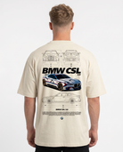 BMW CSL 3.0 OVS Tee Natural Raw - model back print