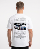 BMW CSL 3.0 Std Tee White - model back print