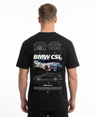 BMW CSL 3.0 Std Tee Black - model back print