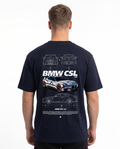 BMW CSL 3.0 Std Tee French Navy - model back print