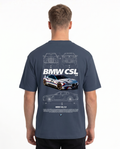 BMW CSL 3.0 Std Tee India Ink Grey - model back print