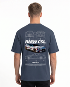 BMW CSL 3.0 Std Tee India Ink Grey - model back print