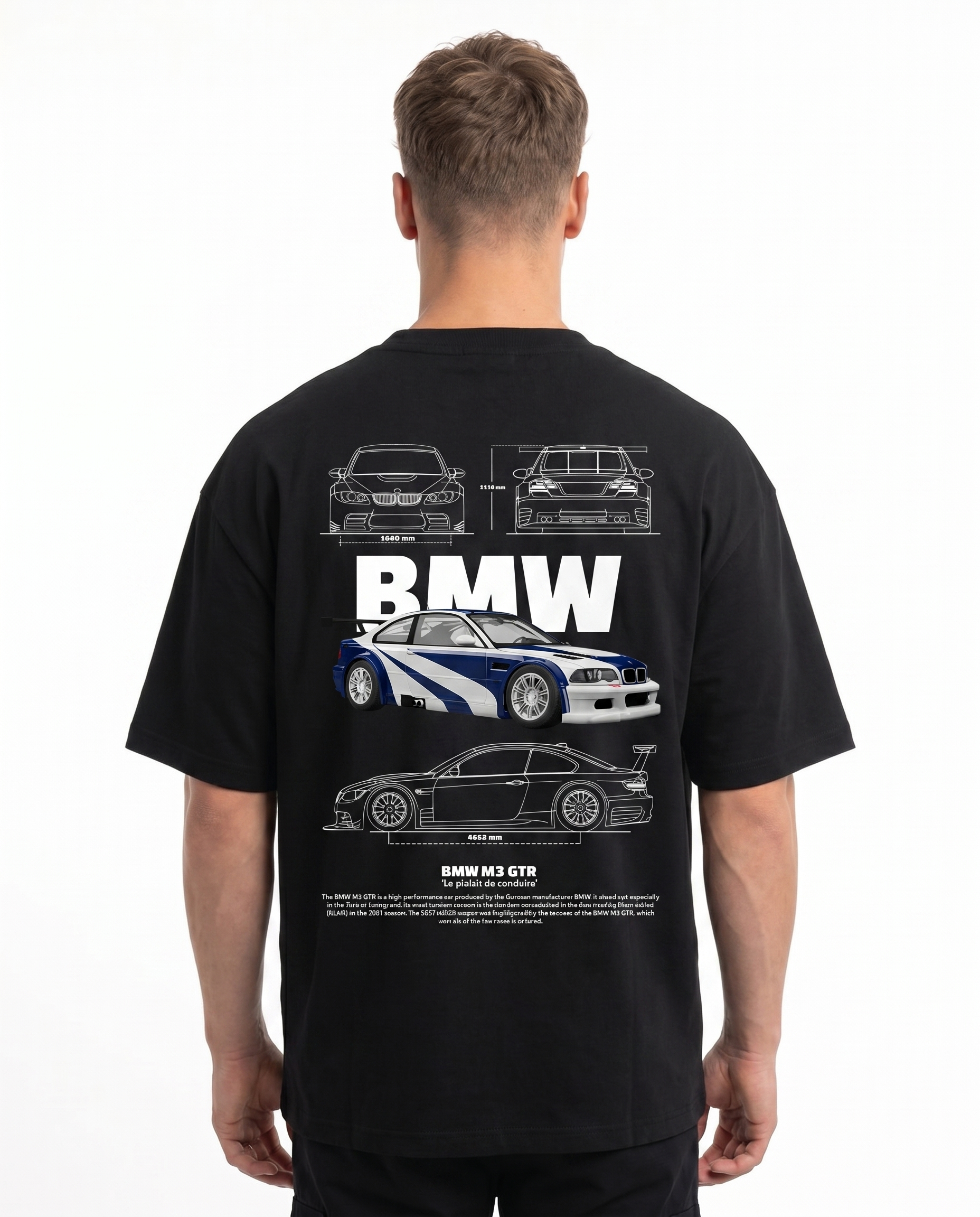 BMW M3 GTR OVS Tee Black - model back print