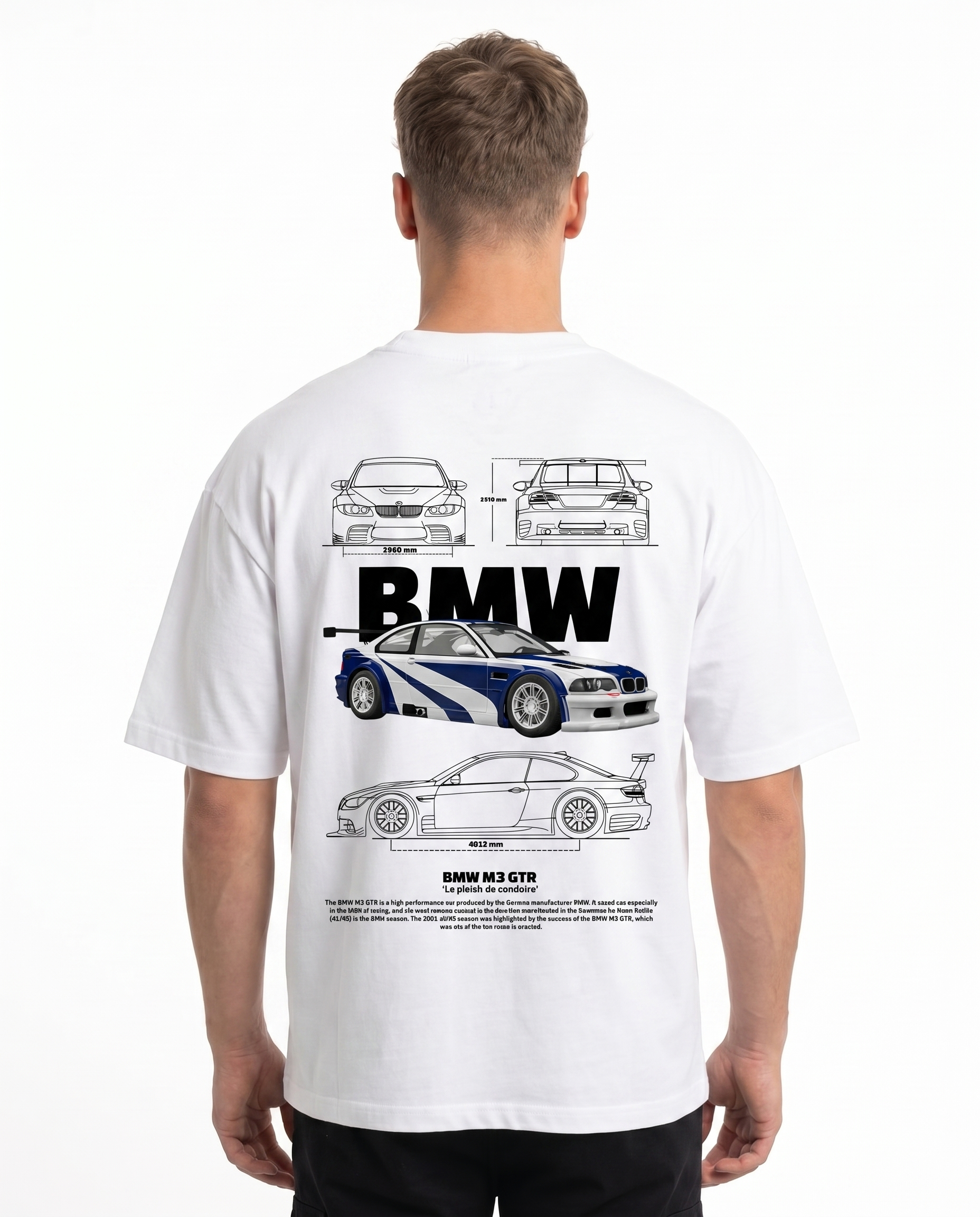 BMW M3 GTR OVS Tee White - model back print