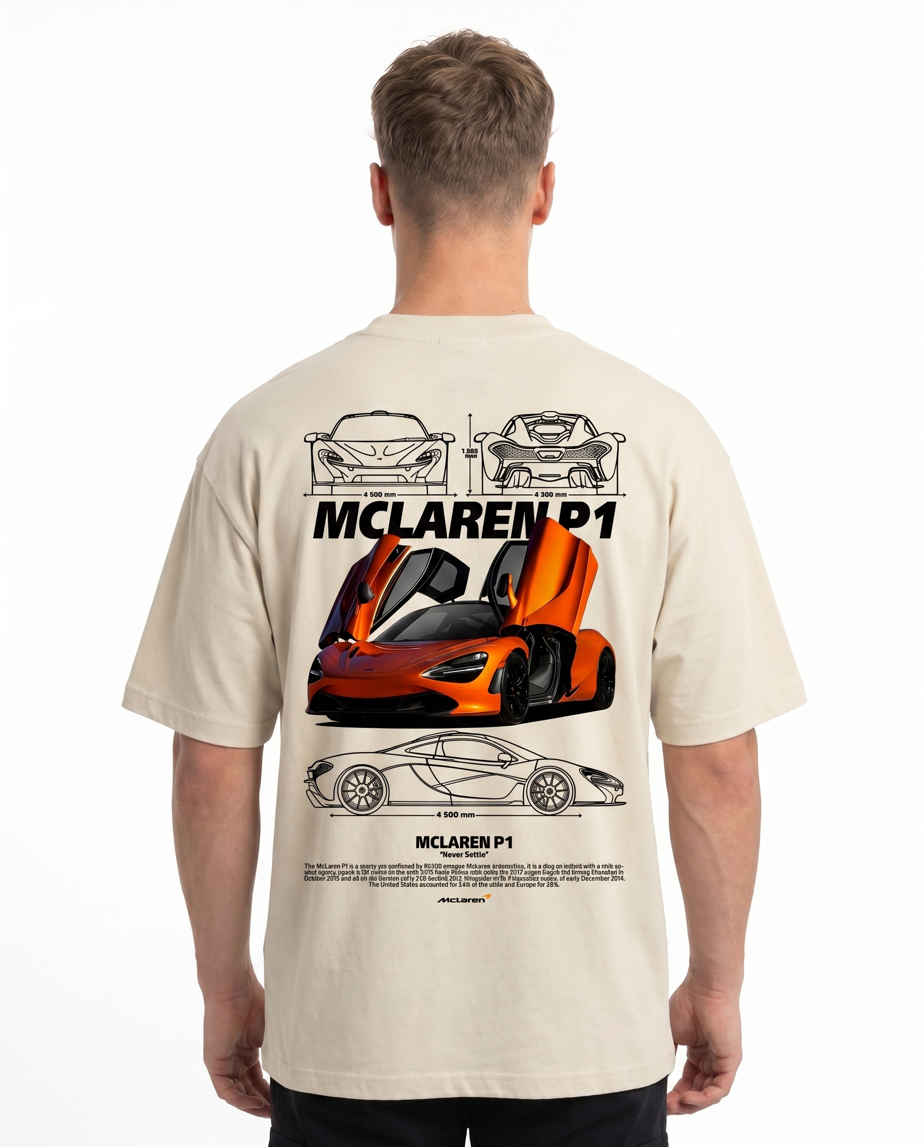 McLaren P1 OVS Tee Natural Raw - model back print
