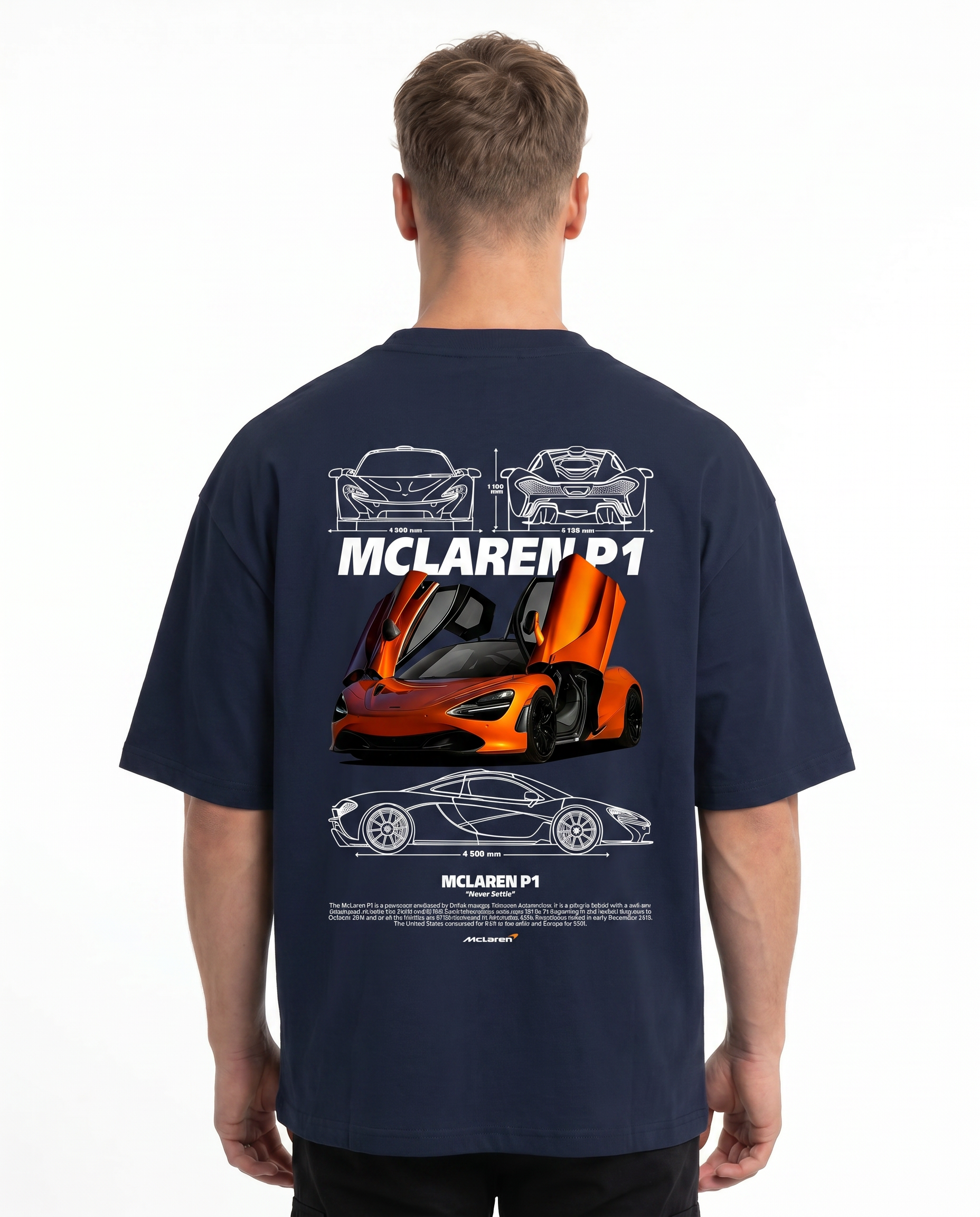 McLaren P1 OVS Tee French Navy - model back print