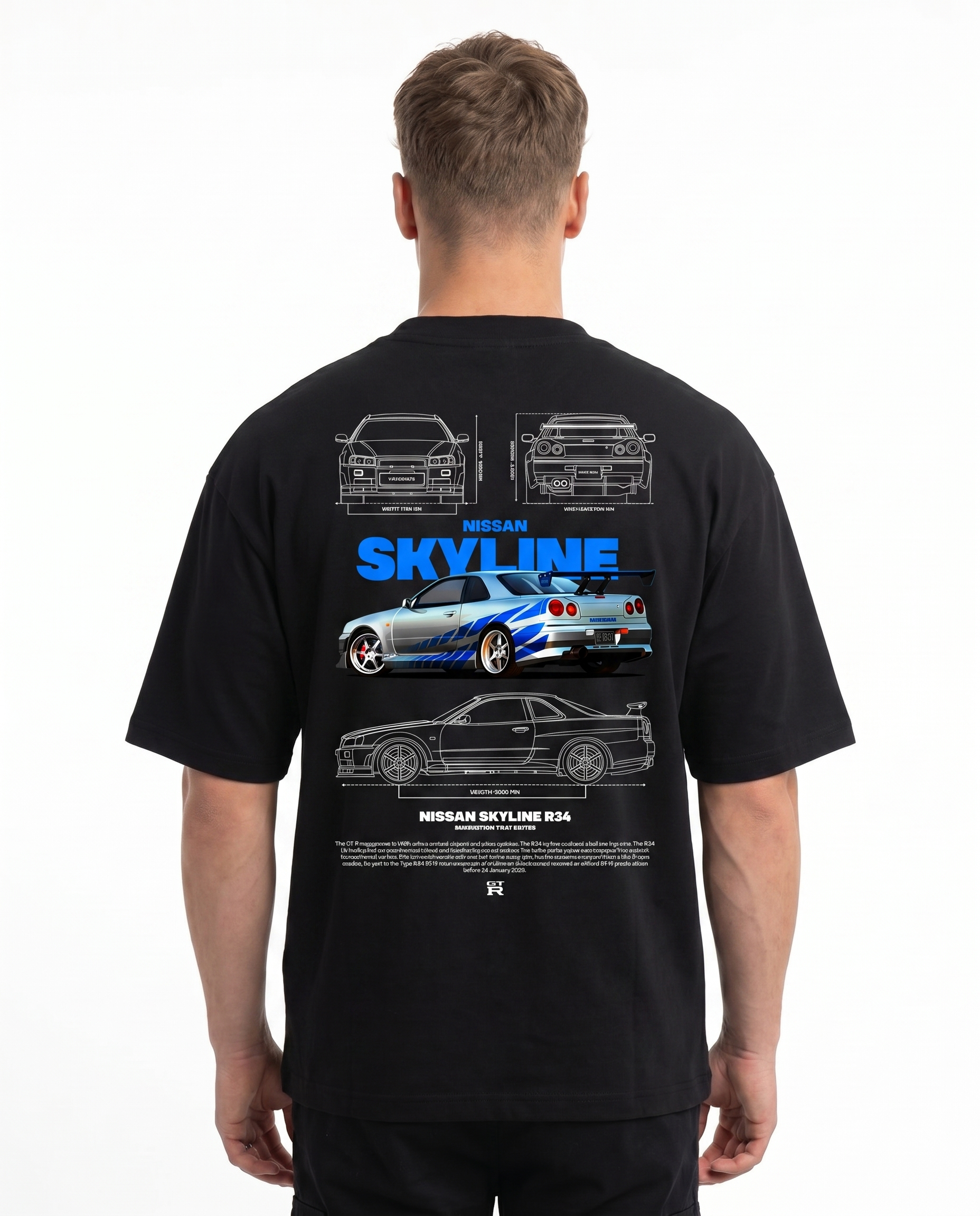 Nissan Skyline R34 Oversized Tee Black Back