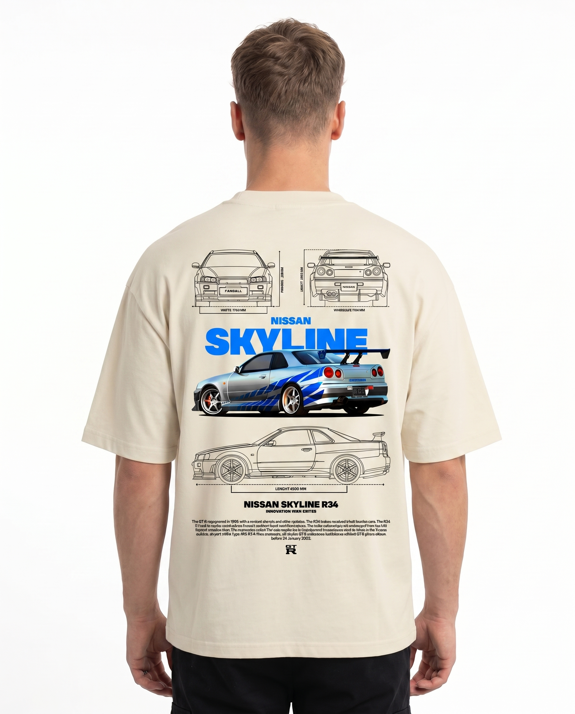 Nissan Skyline R34 Oversized Tee Natural Raw Back