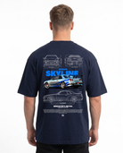 Nissan Skyline R34 Oversized Tee French Navy Back