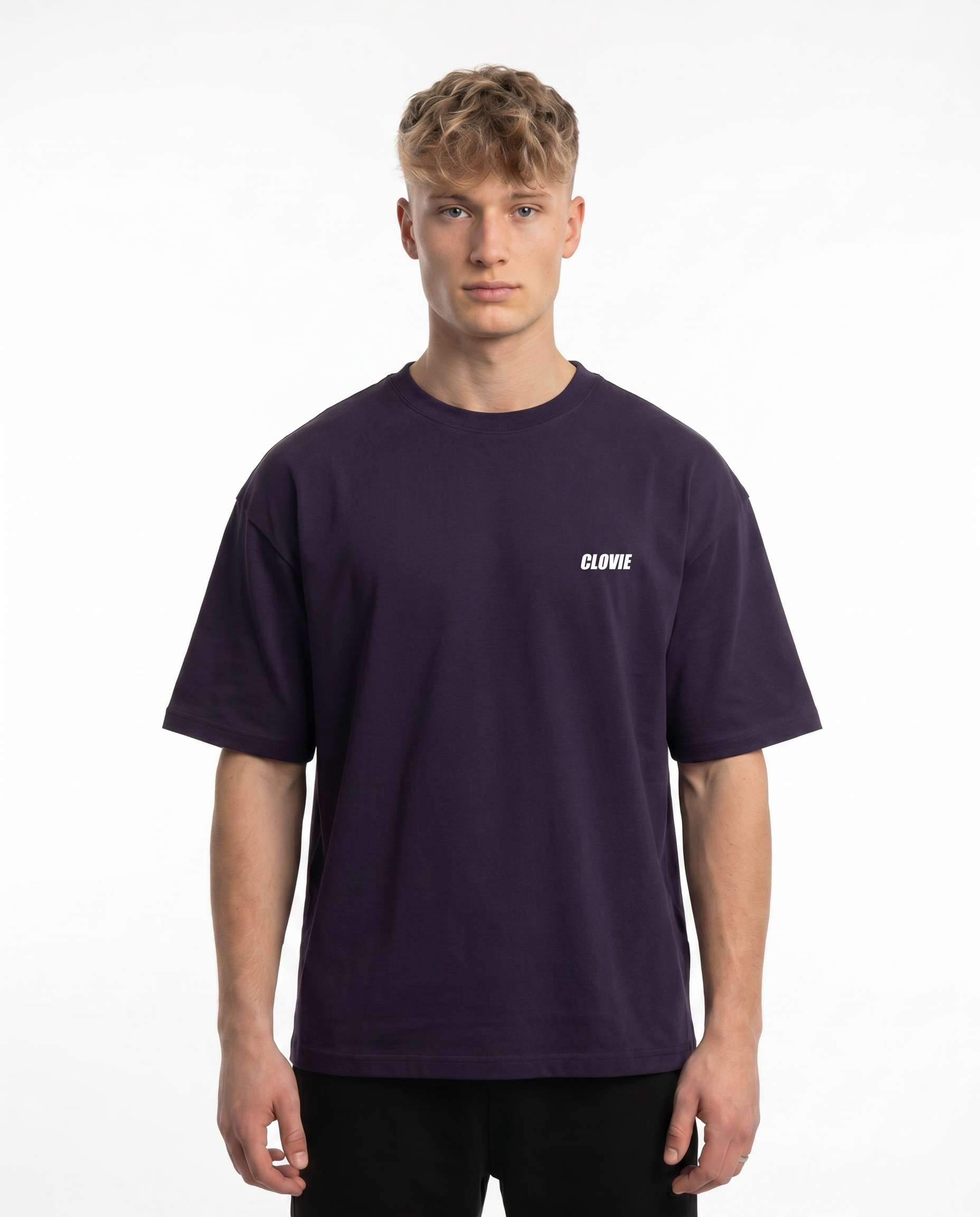 Text me when you're horny Oversized Tee Purple Night Front