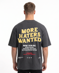 More haters wanted Oversized Tee Charcoal Back