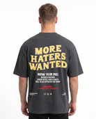 More haters wanted Oversized Tee Charcoal Back