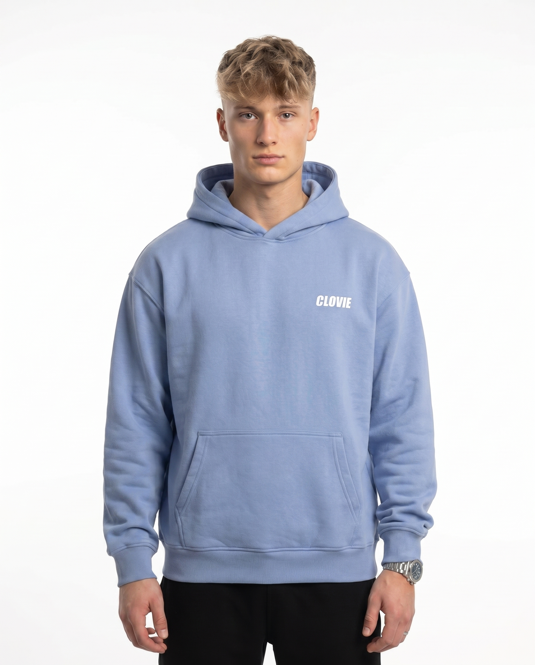 Text me when youre horny Hoodie Powder Blue Front