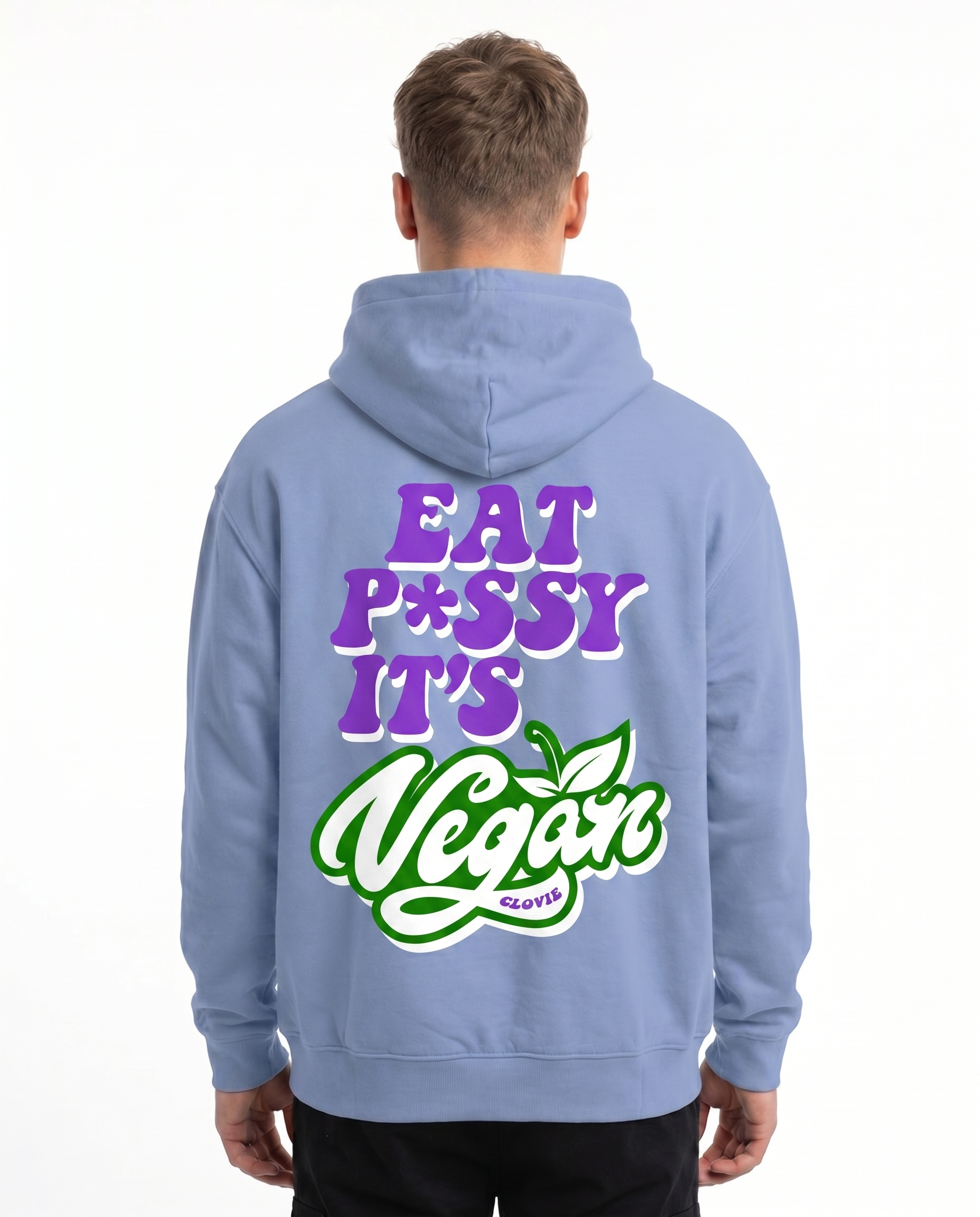 Eat p*ssy OVS Zip Powder Blue - model back print (reused from OVS Hoodie)