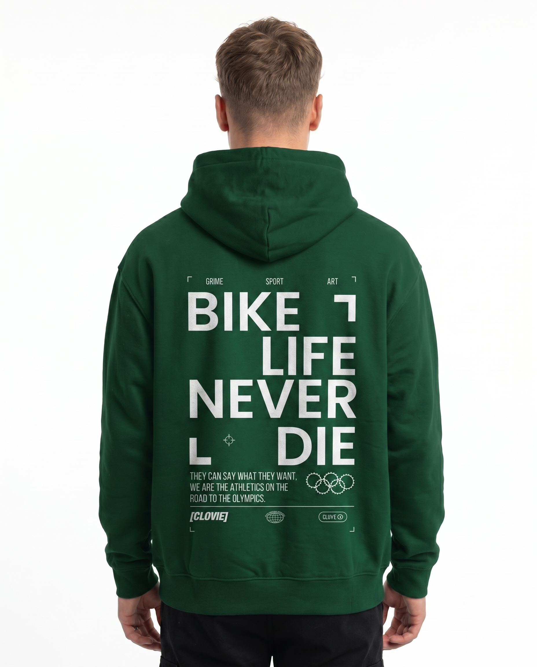 Bike life Hoodie Bottle Green Back