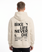 Bike life Oversized Hoodie White Sand Back