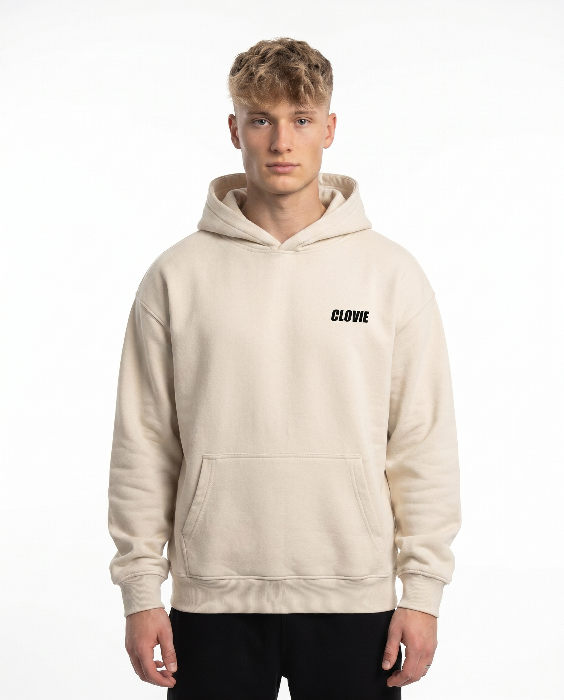 Bike life Oversized Hoodie White Sand Front