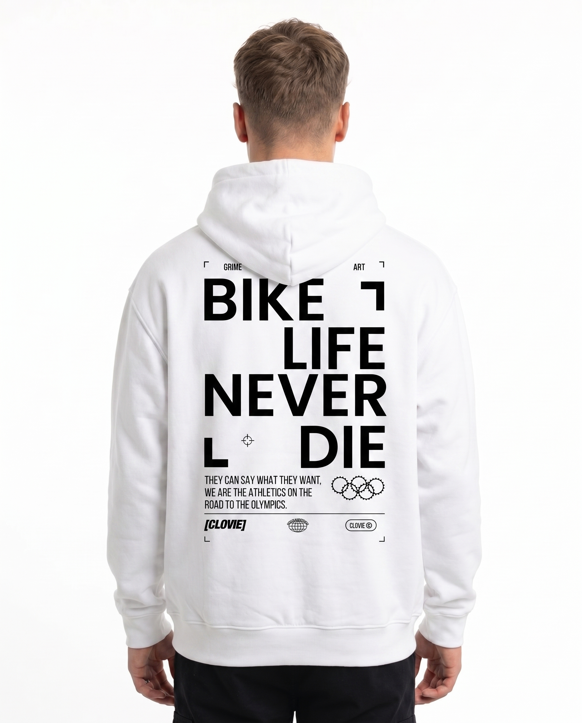Bike life Oversized Hoodie White Back