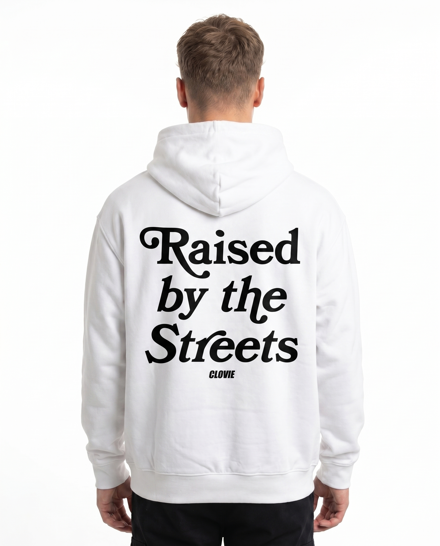 Raised by the streets OVS Hoodie White Back
