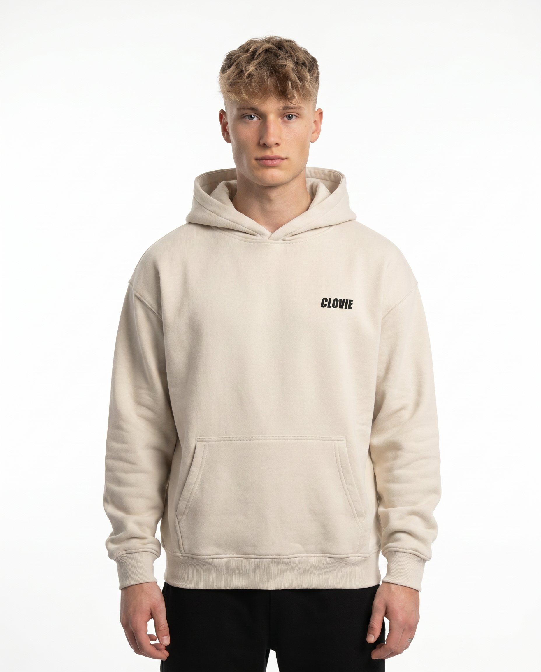 Raised by the streets OVS Hoodie White Sand Front