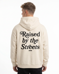 Raised by the streets Zip Hoodie White Sand Back