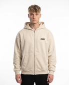 Raised by the streets Zip Hoodie White Sand Front