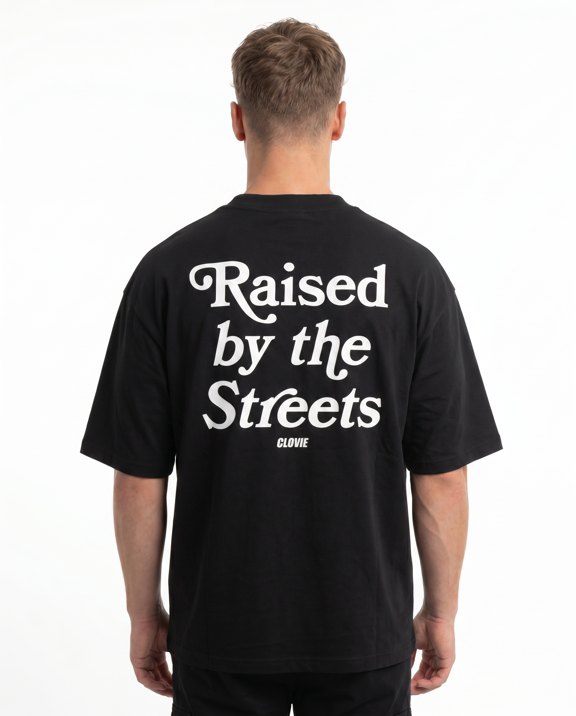 Raised by the streets OVS Tee Black - model back print (reuse altes Sister 25.05)