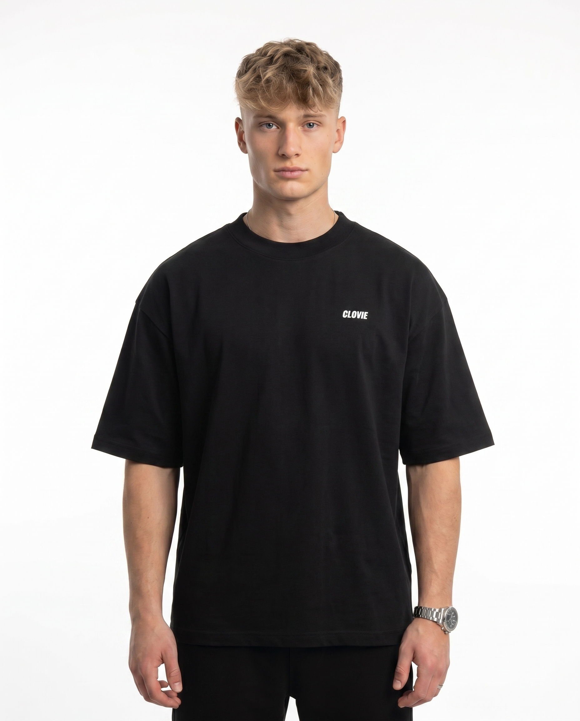 Raised by the streets Oversized Tee Black Front