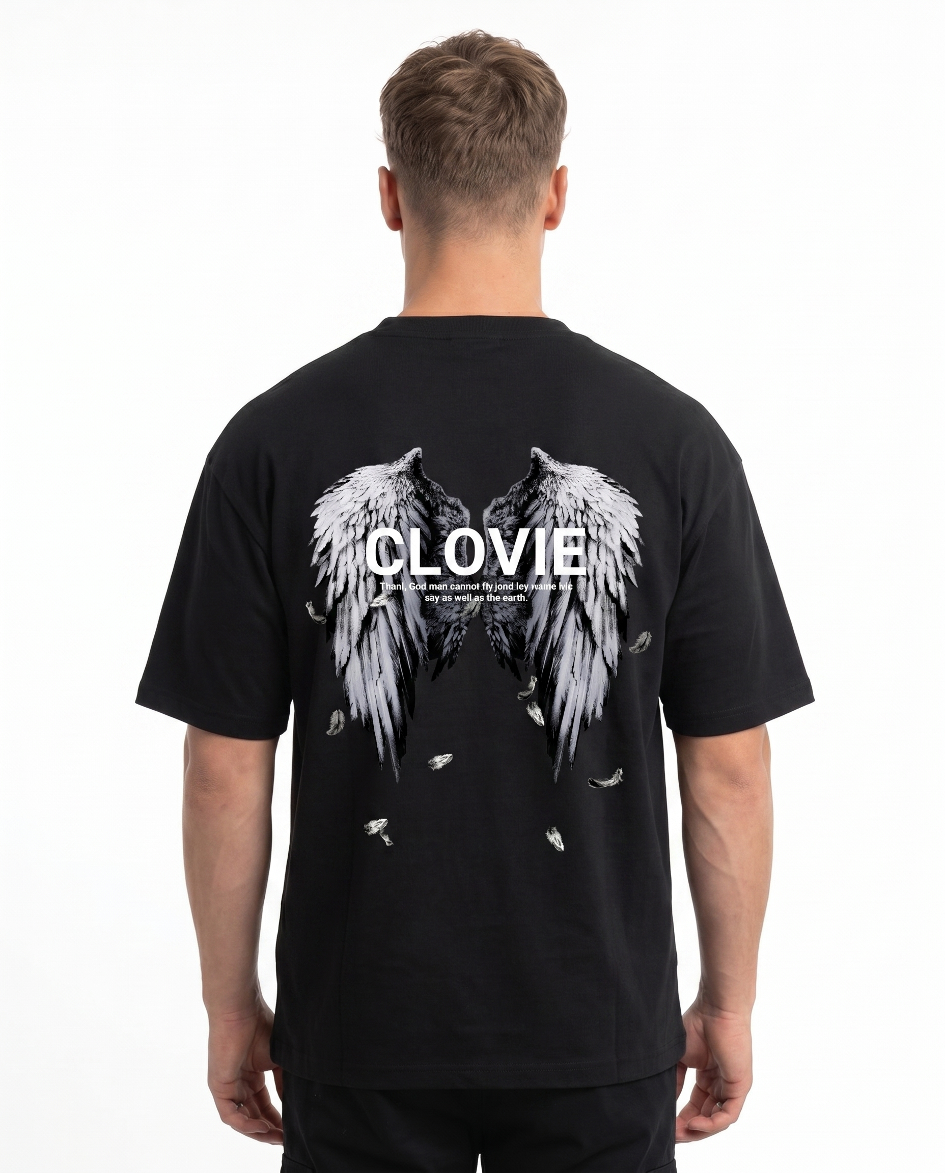 Angel wings Oversized Tee Black Back