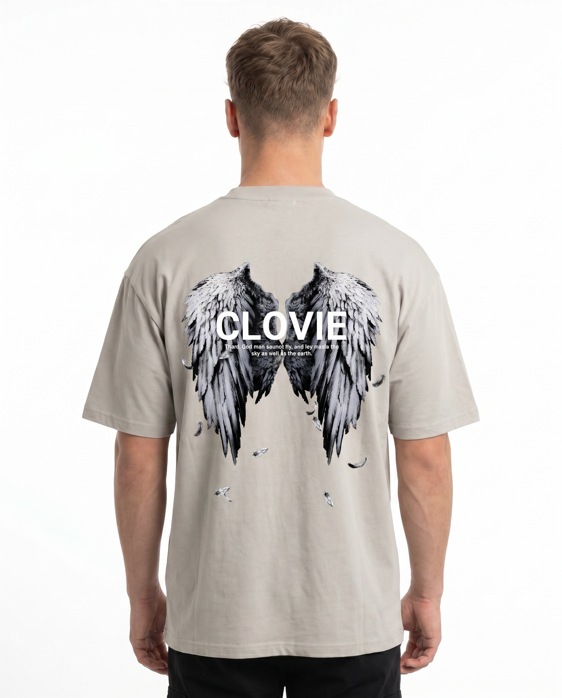 Angel wings Oversized Tee Grey Back