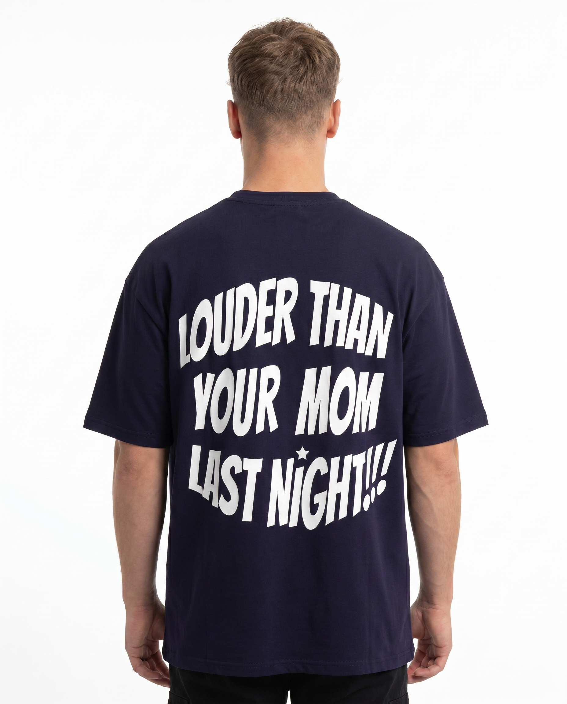 Louder Navy back text