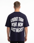 Louder Navy back text