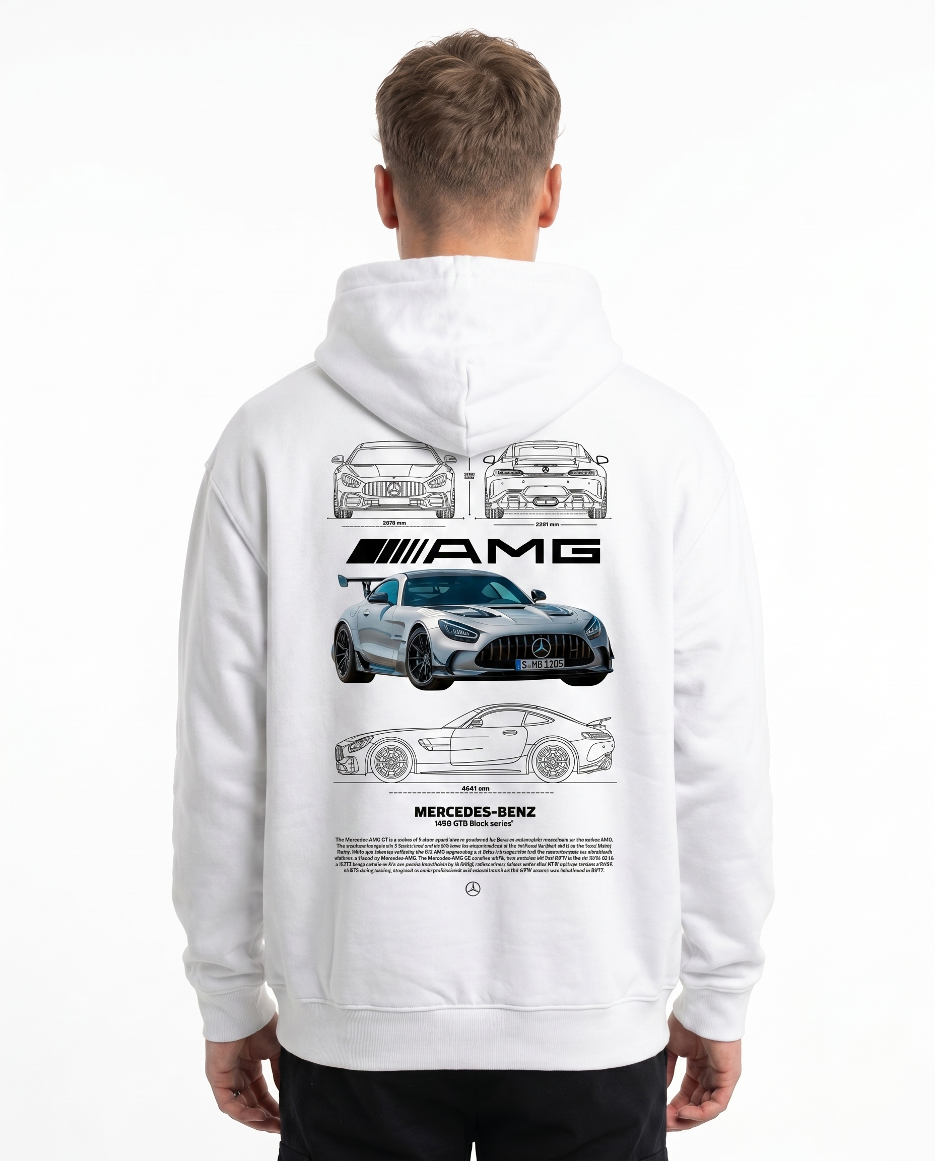 Mercedes-AMG GT Oversized Hoodie Arctic White - model back print