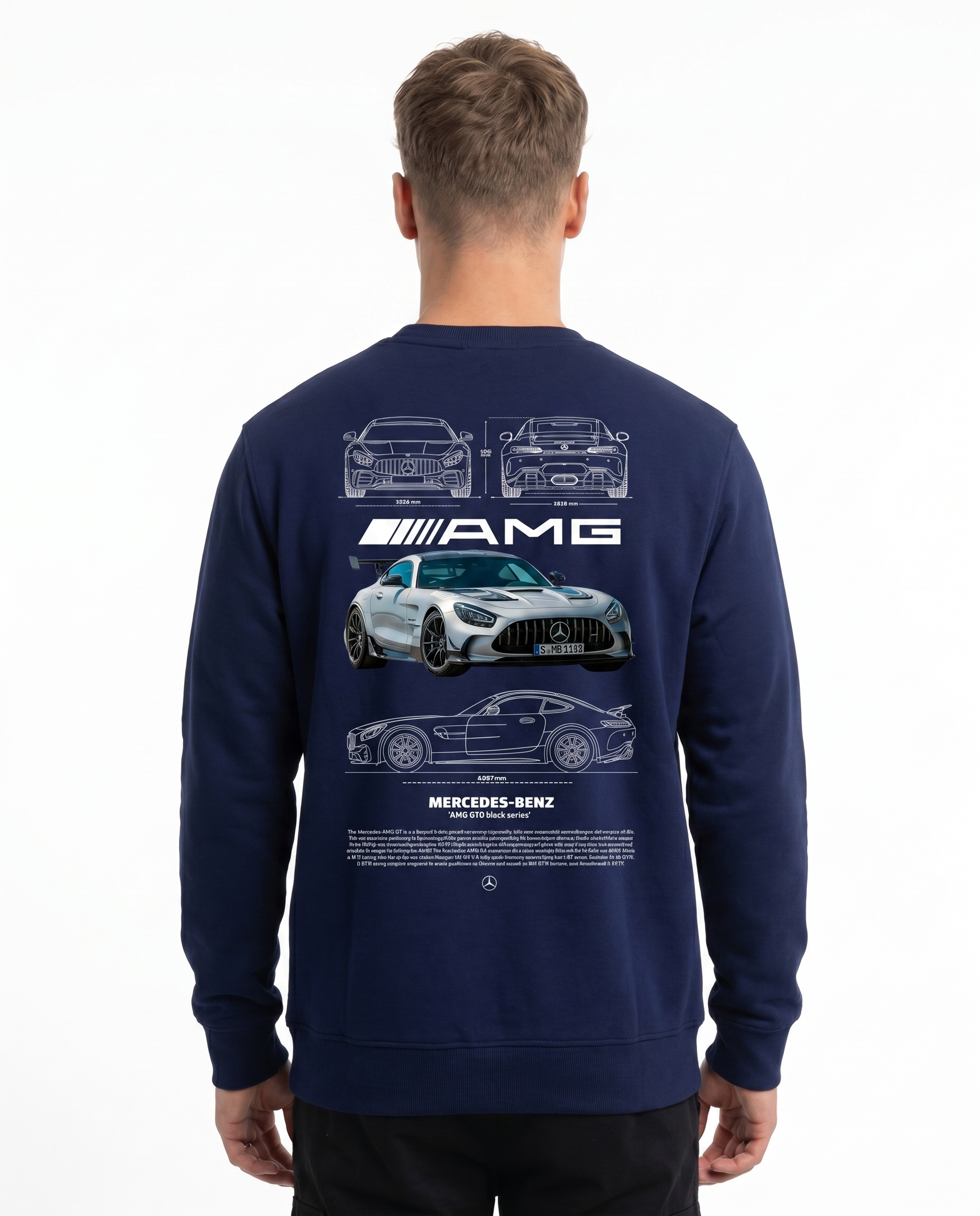 Mercedes-AMG GT Sweater Navy Blue - model back print