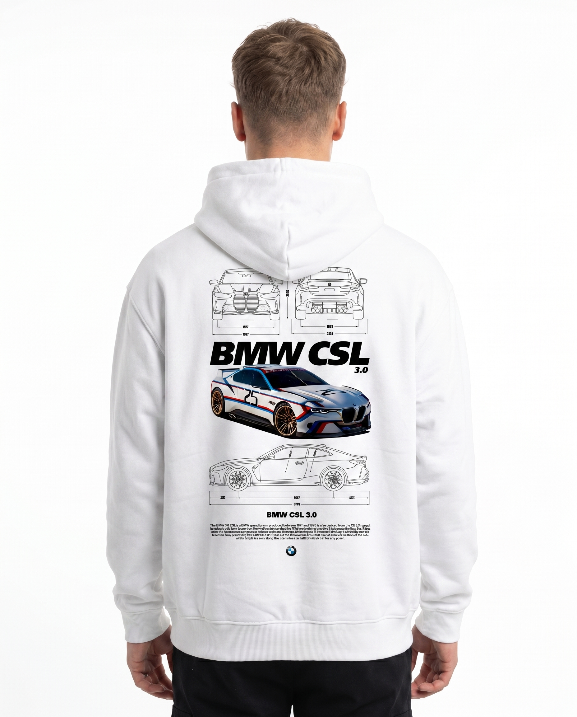 BMW CSL 3.0 Oversized Hoodie Arctic White - model back print