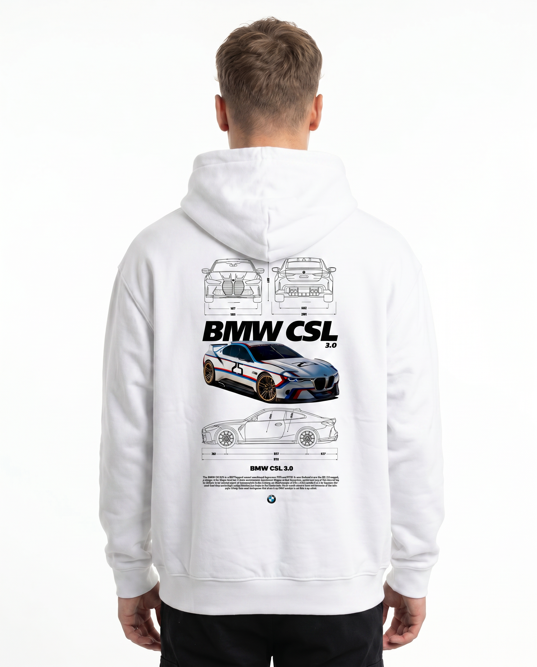 BMW CSL 3.0 Hoodie Arctic White - model back print