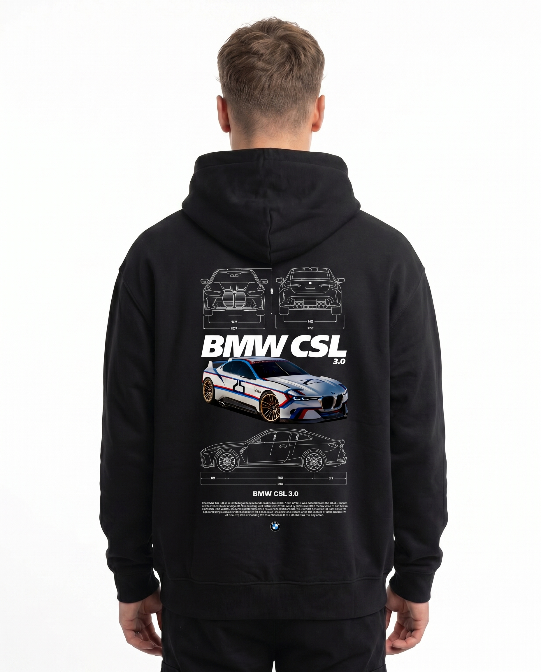 BMW CSL 3.0 Hoodie Jet Black - model back print