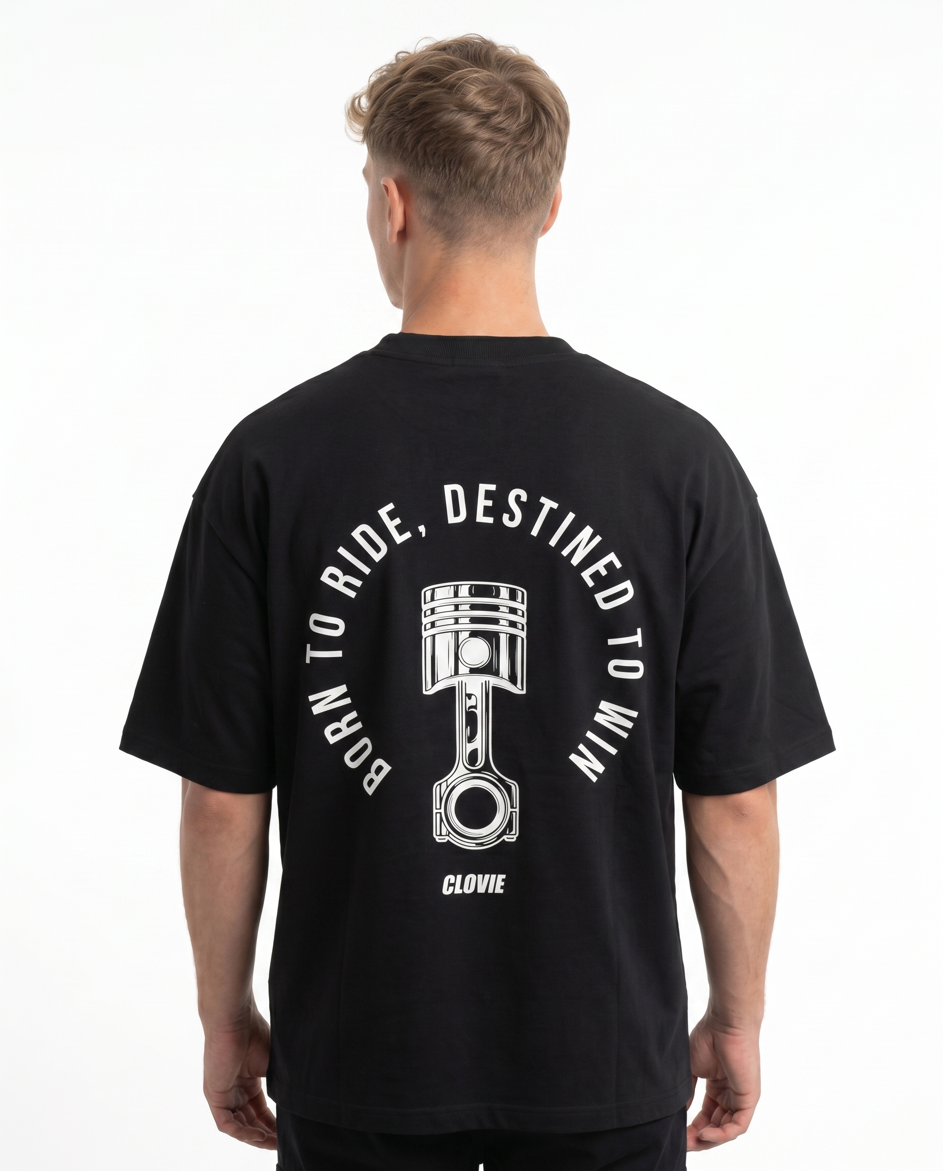 Born to ride Oversized Tee Black Rueckansicht - CLOVIE Streetwear