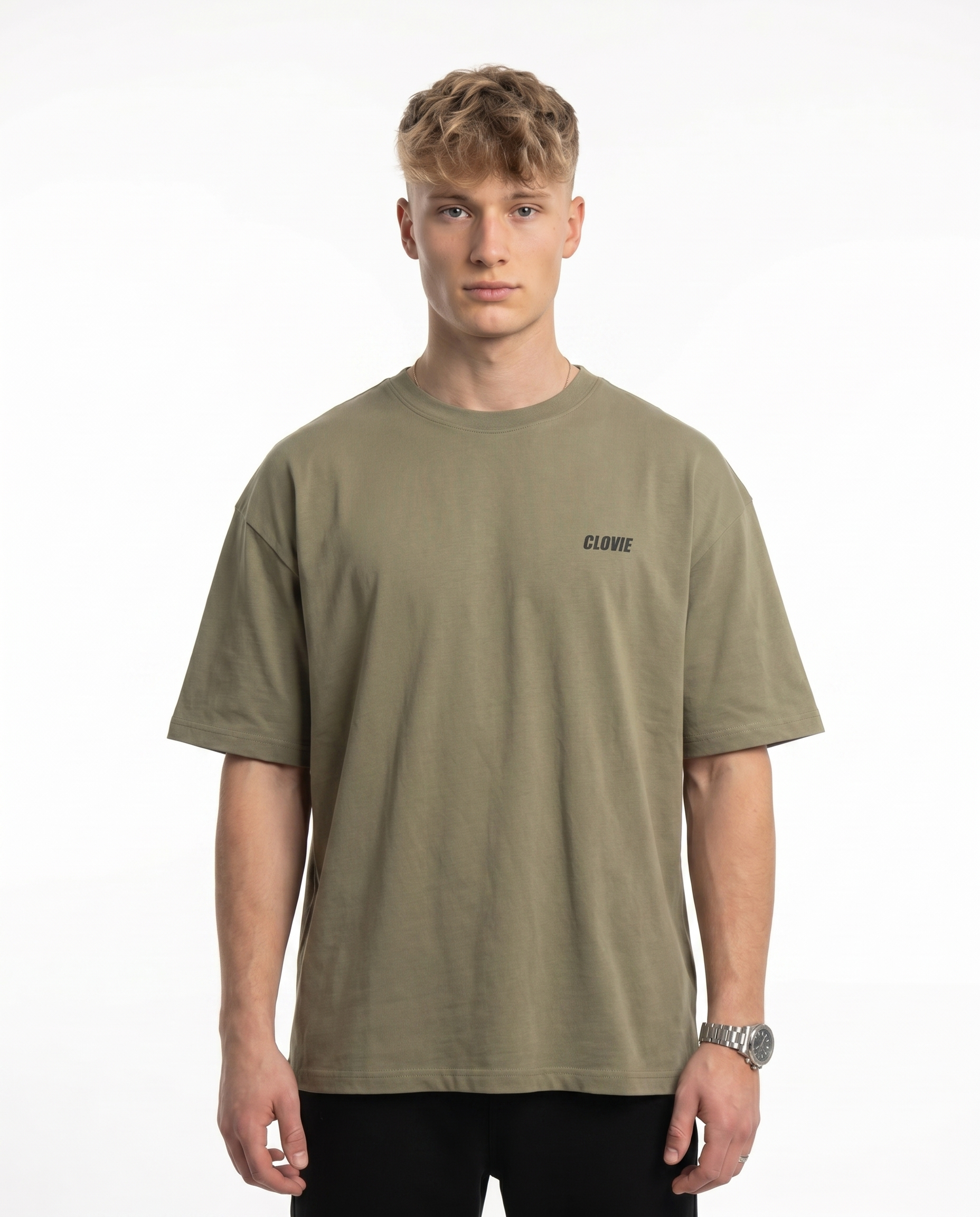 Born to ride Oversized Tee Khaki Vorderansicht - CLOVIE Streetwear