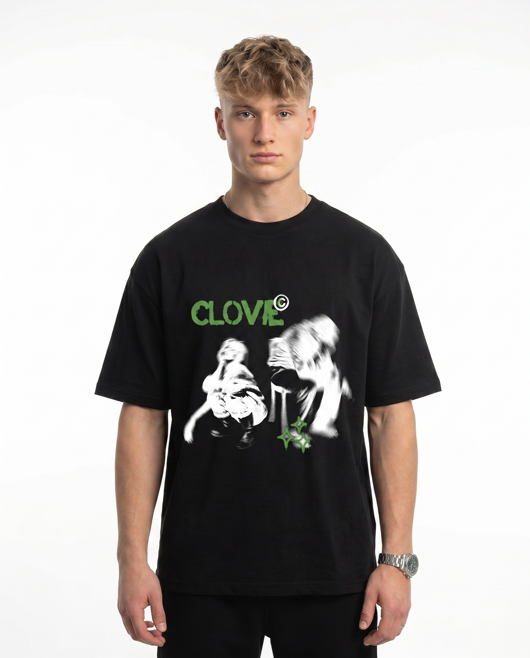 Lost dream Oversized Tee Black Vorderansicht - CLOVIE Streetwear