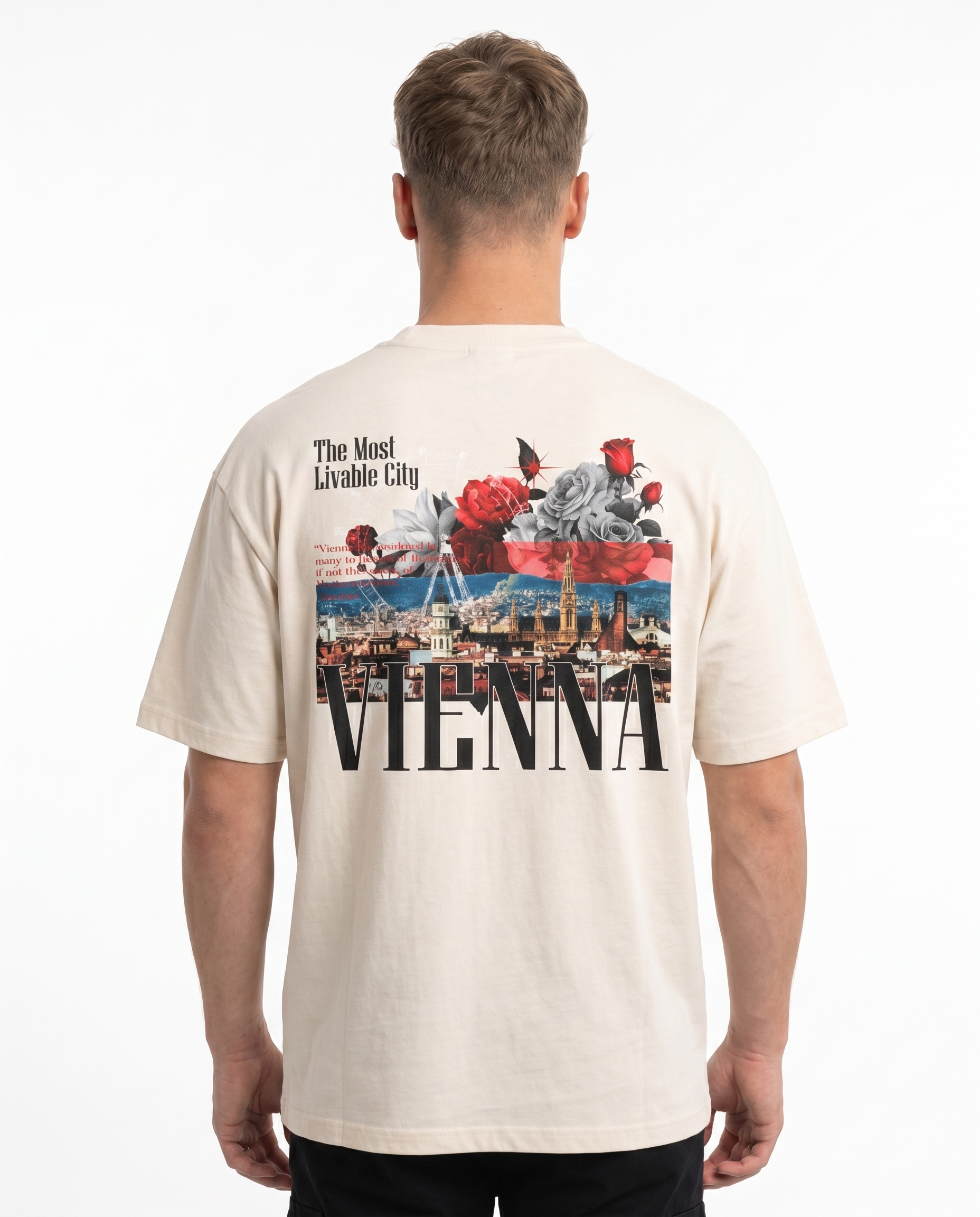 Vienna Oversized Tee Natural Raw Rueckansicht - CLOVIE Streetwear