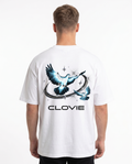 Bird universum Oversized Tee Weiss Rueckansicht - CLOVIE Streetwear