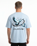 Bird universum Oversized Tee Babyblau Rueckansicht - CLOVIE Streetwear