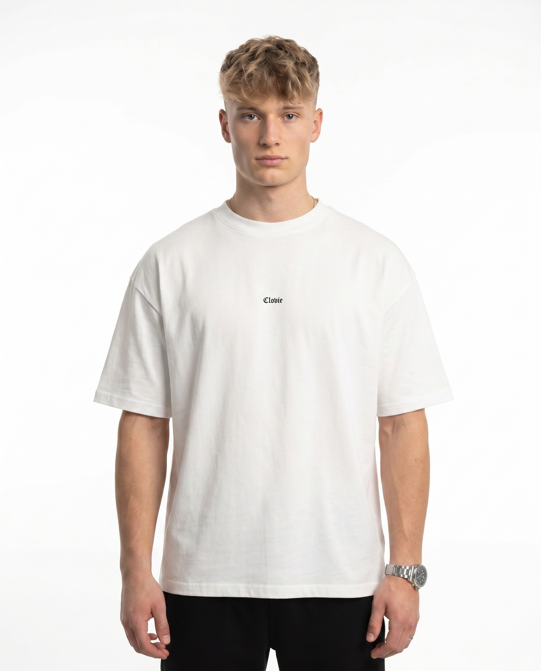 Bird universum Oversized Tee Weiss Vorderansicht - CLOVIE Streetwear