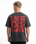 Loving yourself washed Oversized Tee Asphalt Rueckansicht - CLOVIE Streetwear