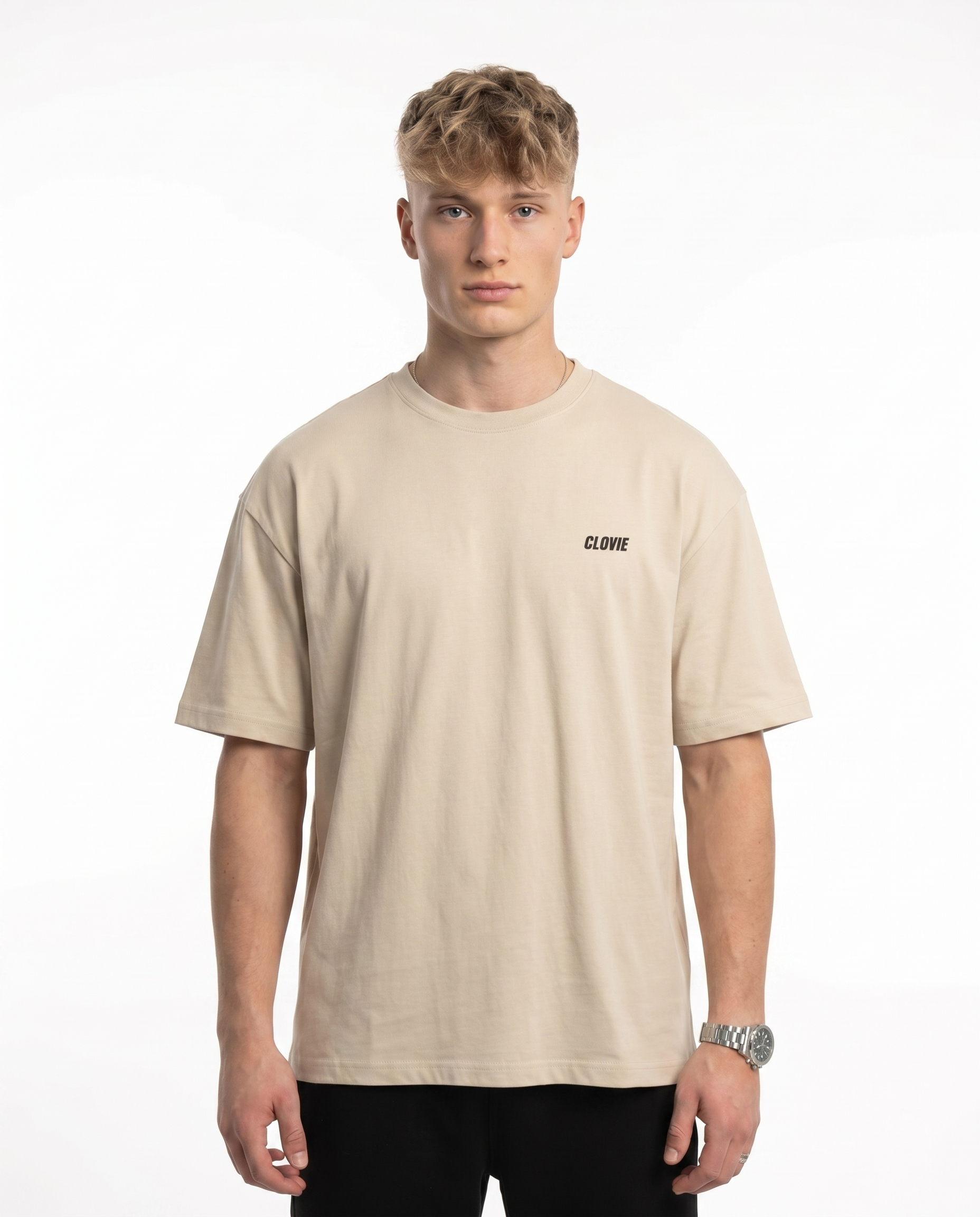 Eat pssy vegan Oversized Tee Sand Vorderansicht - CLOVIE Streetwear