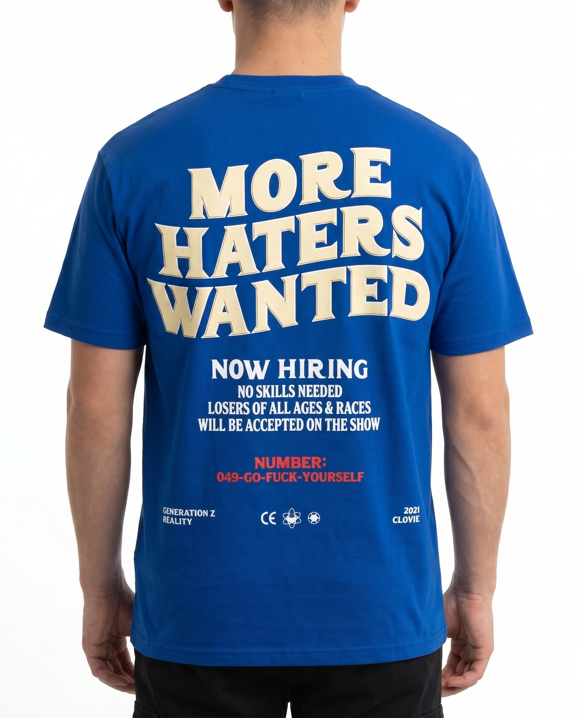 More haters wanted Standard Tee Sport Royal Rueckansicht