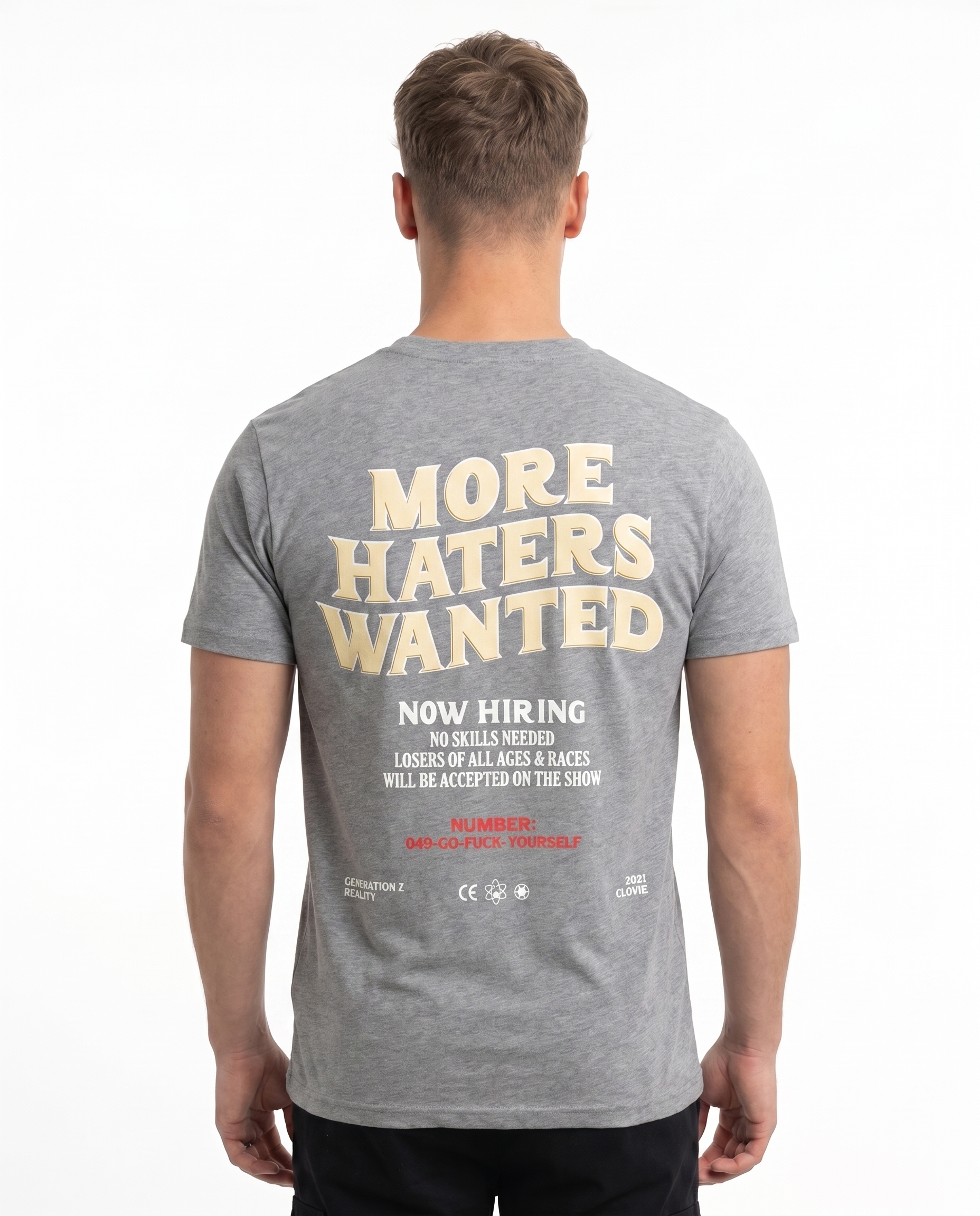 More haters wanted Standard Tee Sport Grey Heather Rueckansicht