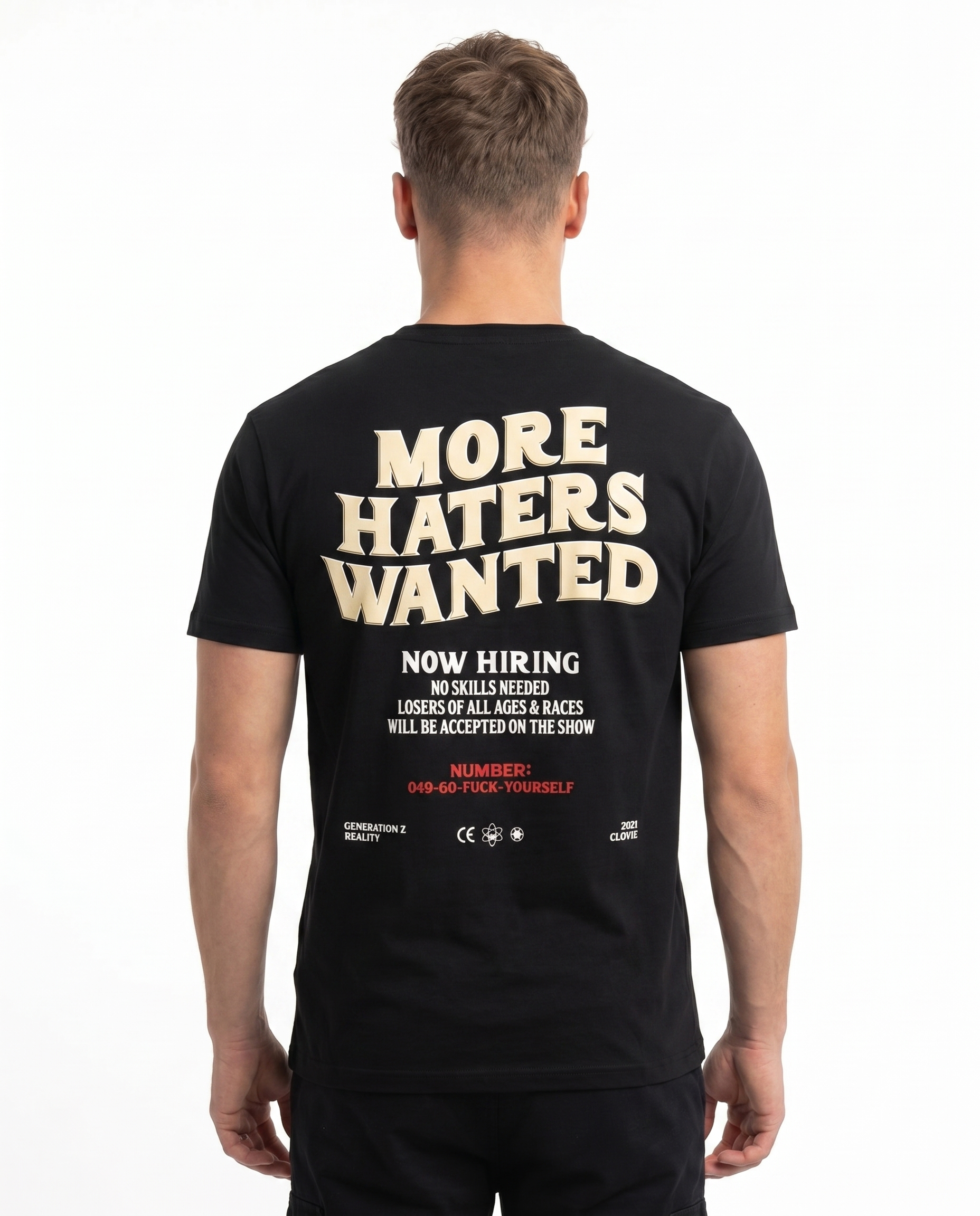 More haters wanted Standard Tee Black Rueckansicht